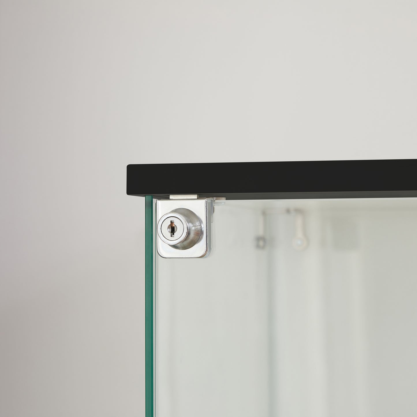 4 Tier Glass Display Cabinet, Single Door Glass Cabinet with Lock and Wheels, Floor Standing Storage Cabinet with 3 Acrylic Shelves for Living Room, Bedroom and Office, Black, 15.8"L x 14.2"W x 65.1"H