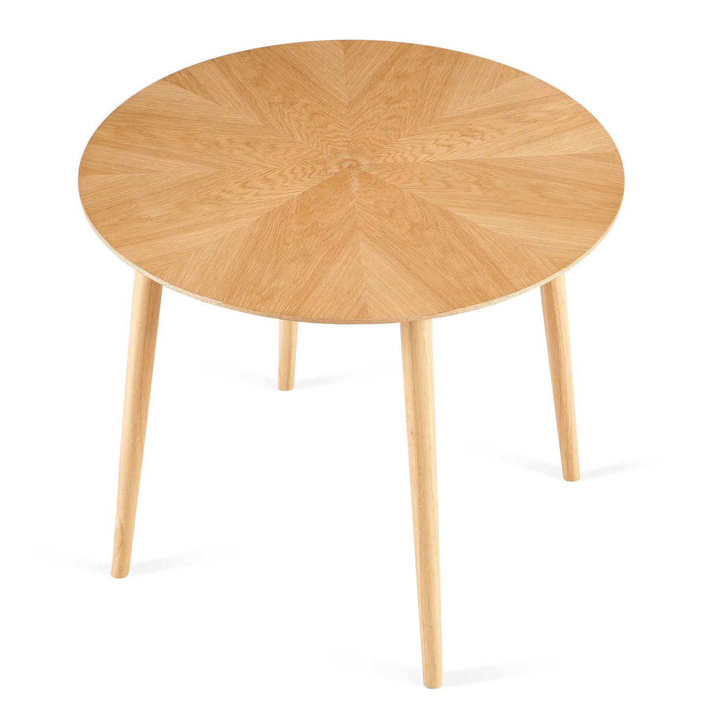 Mid-Century Modern 35.43 Inch Round Dining Table with MDF Oak Wood Veneer Tabletop and Solid Wood Table Lges for Dining Room, Living Room, Kitchen