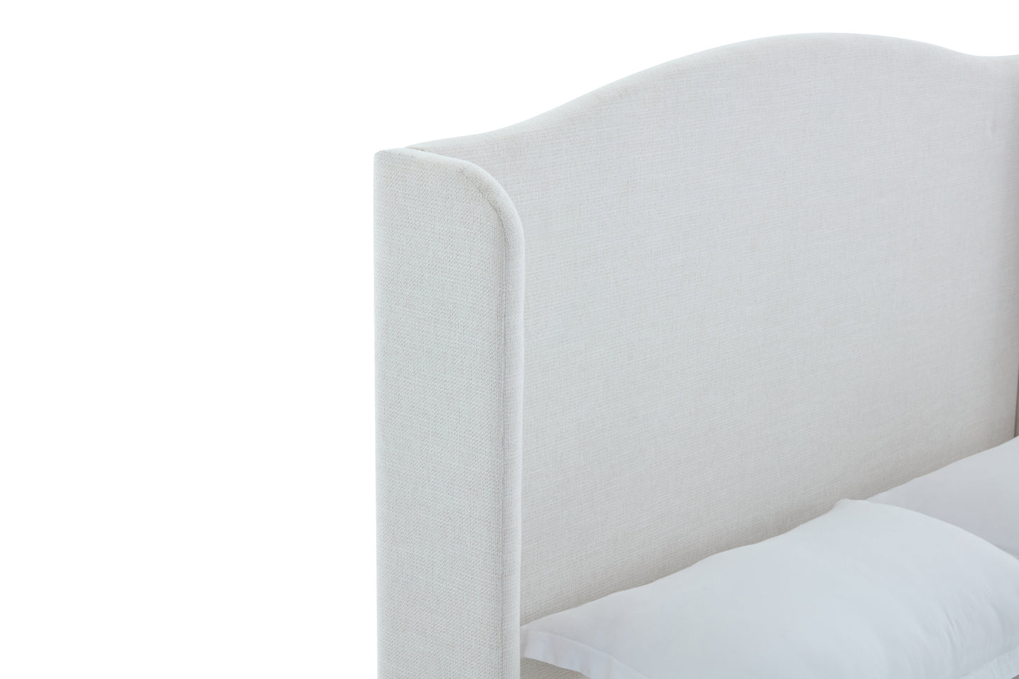 Hannah Upholstered Wingback Bed Size King / Tall 54" Headboard Upholstered King Bed / Premium Textured Canvas Chenille Look Ivory / Minimalist Designs
/ No Box Spring Needed / Easy Assembly / King