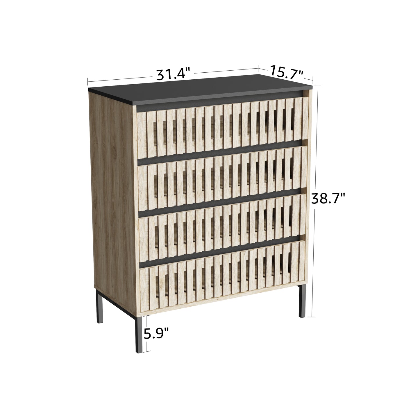 4 Drawer Storage Cabinet,Freestanding Cabinet,Bedroom Clothing Storage,Large Capacity,Modern Minimalist