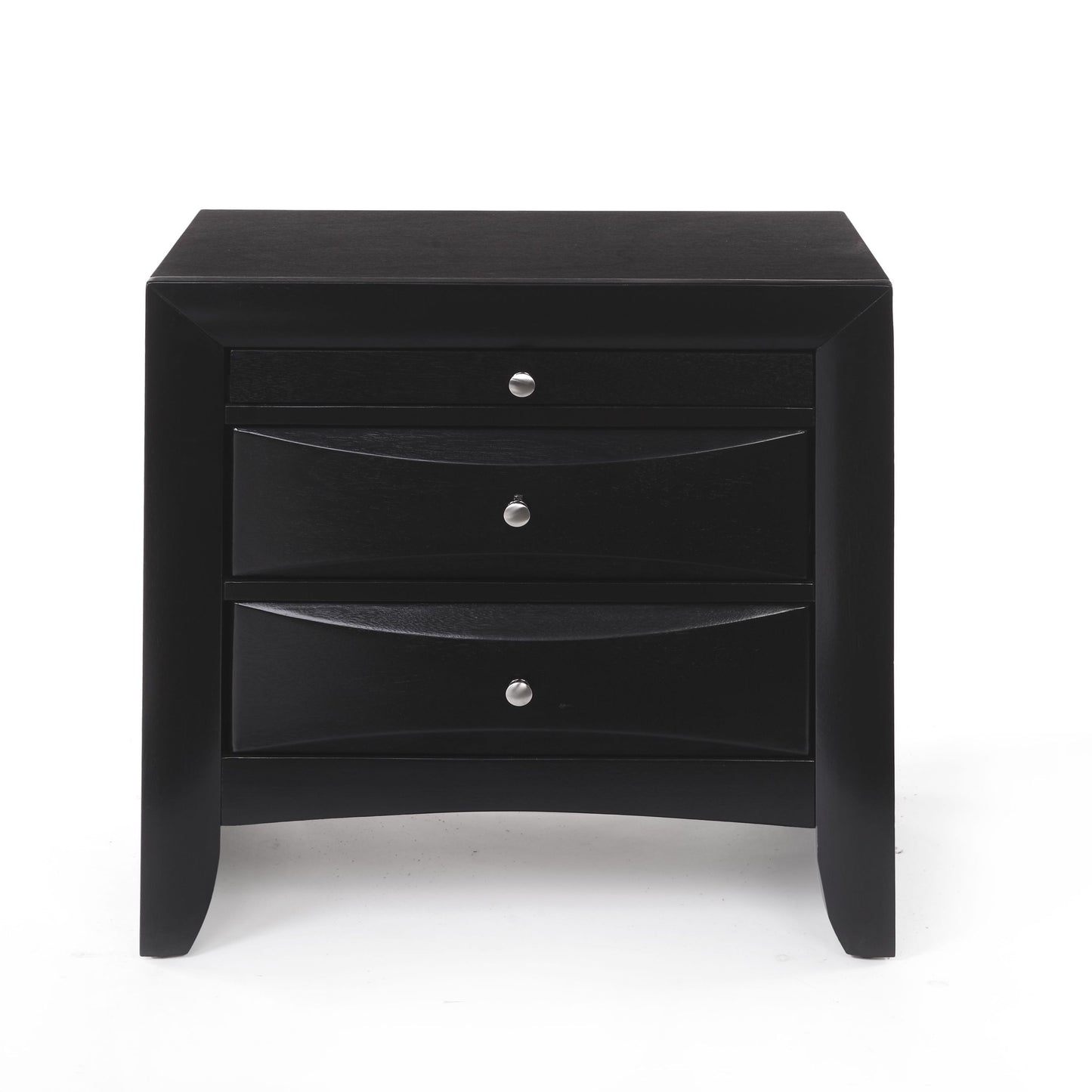 Black 2-Drawer Nightstand with Tray