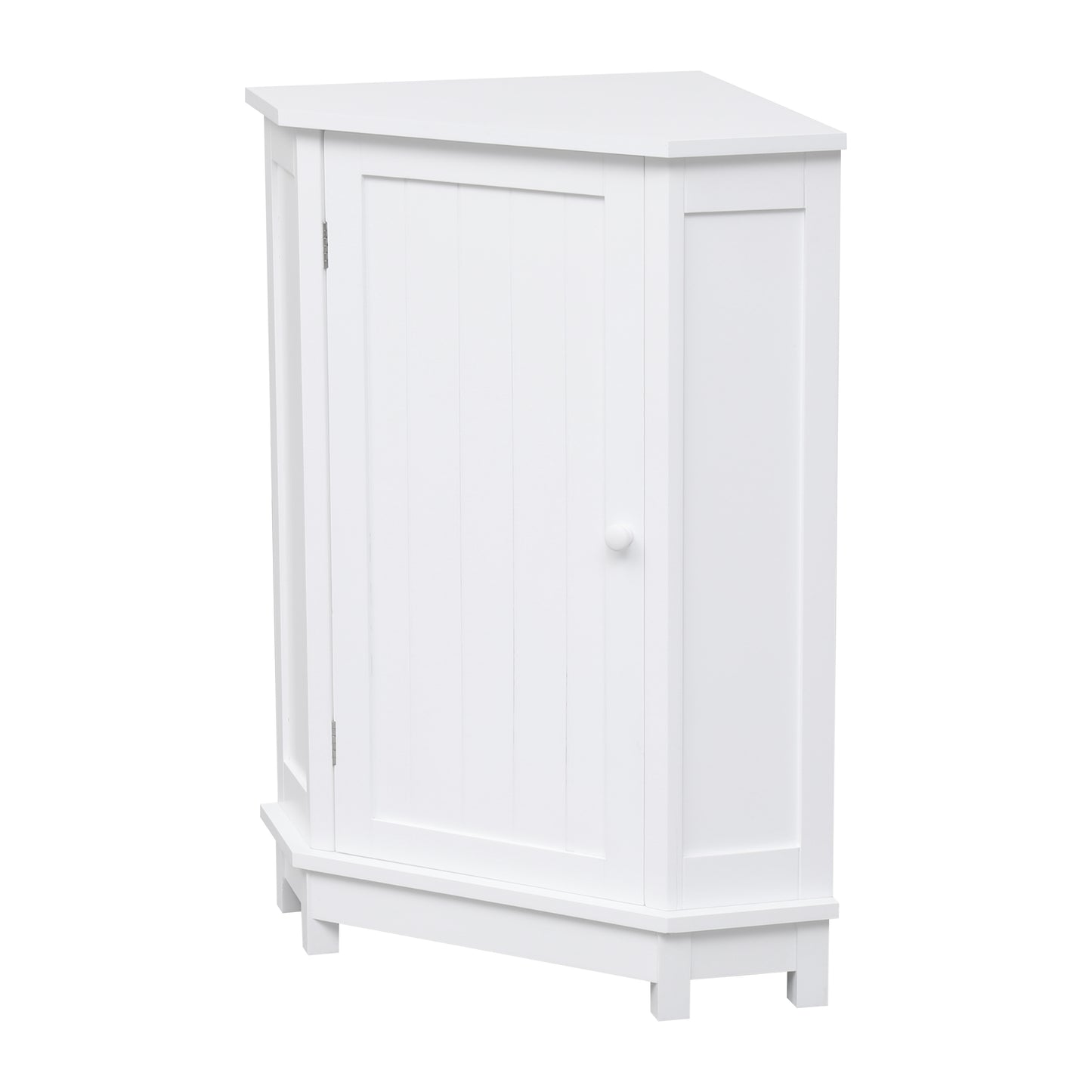 White Bathroom Cabinet Triangle Corner Storage Cabinet with Adjustable Shelf Modern Style MDF Board (Old SKU:WF291477AAK)