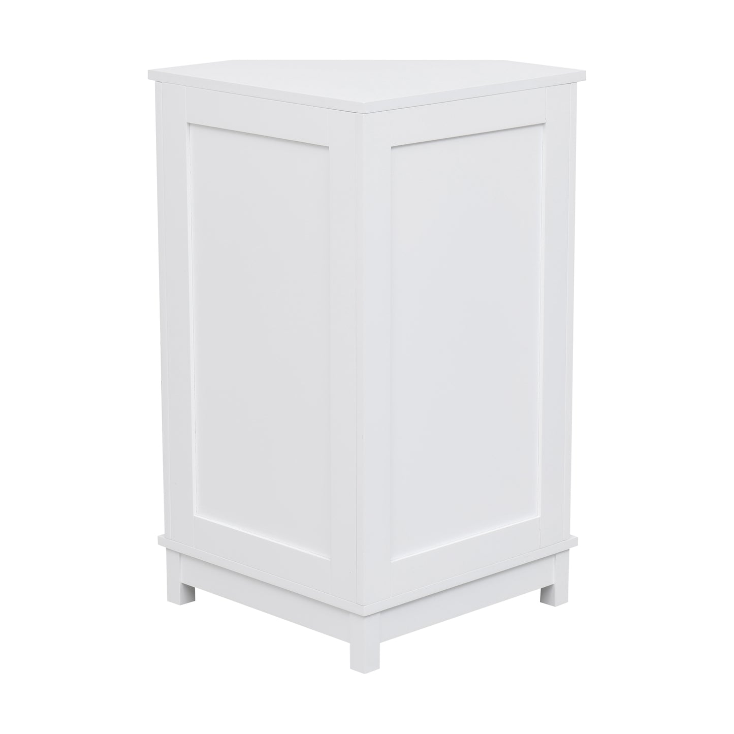 White Bathroom Cabinet Triangle Corner Storage Cabinet with Adjustable Shelf Modern Style MDF Board (Old SKU:WF291477AAK)