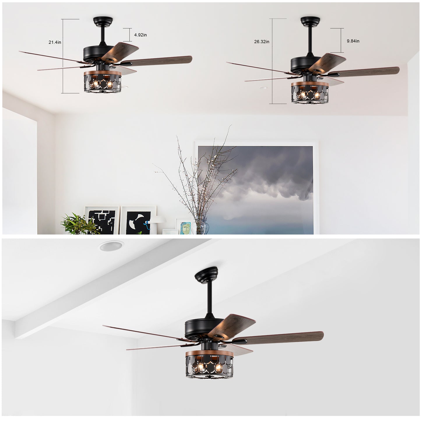 52'' Plywood blades ceiling fan with remote control for the living room ,bed room