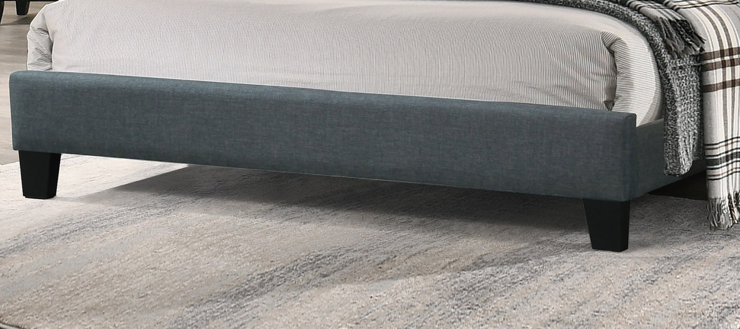 Modern 1pc Queen Size Bed Charcoal Polyfiber Tufted Headboard Platform Bedframe Bedroom Furniture