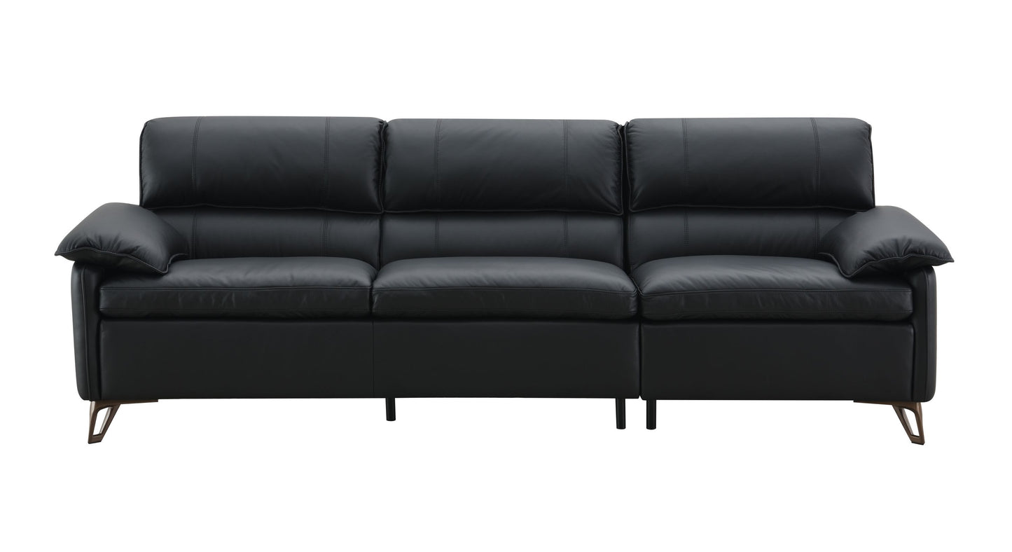 Eilene Black Top Grain Leather Sofa