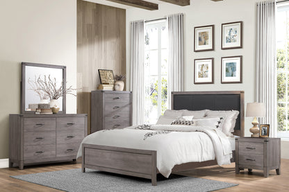 Industrial Design Brownish Gray Finish Dresser of 6 Drawers Premium Melamine Modern Bedroom Furniture 1pc