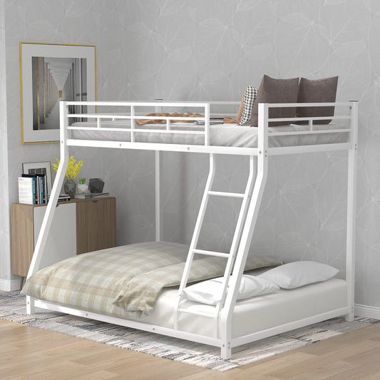 Metal Floor Bunk Bed, Twin over Full,White(OLD SKU:MF193244AAK)