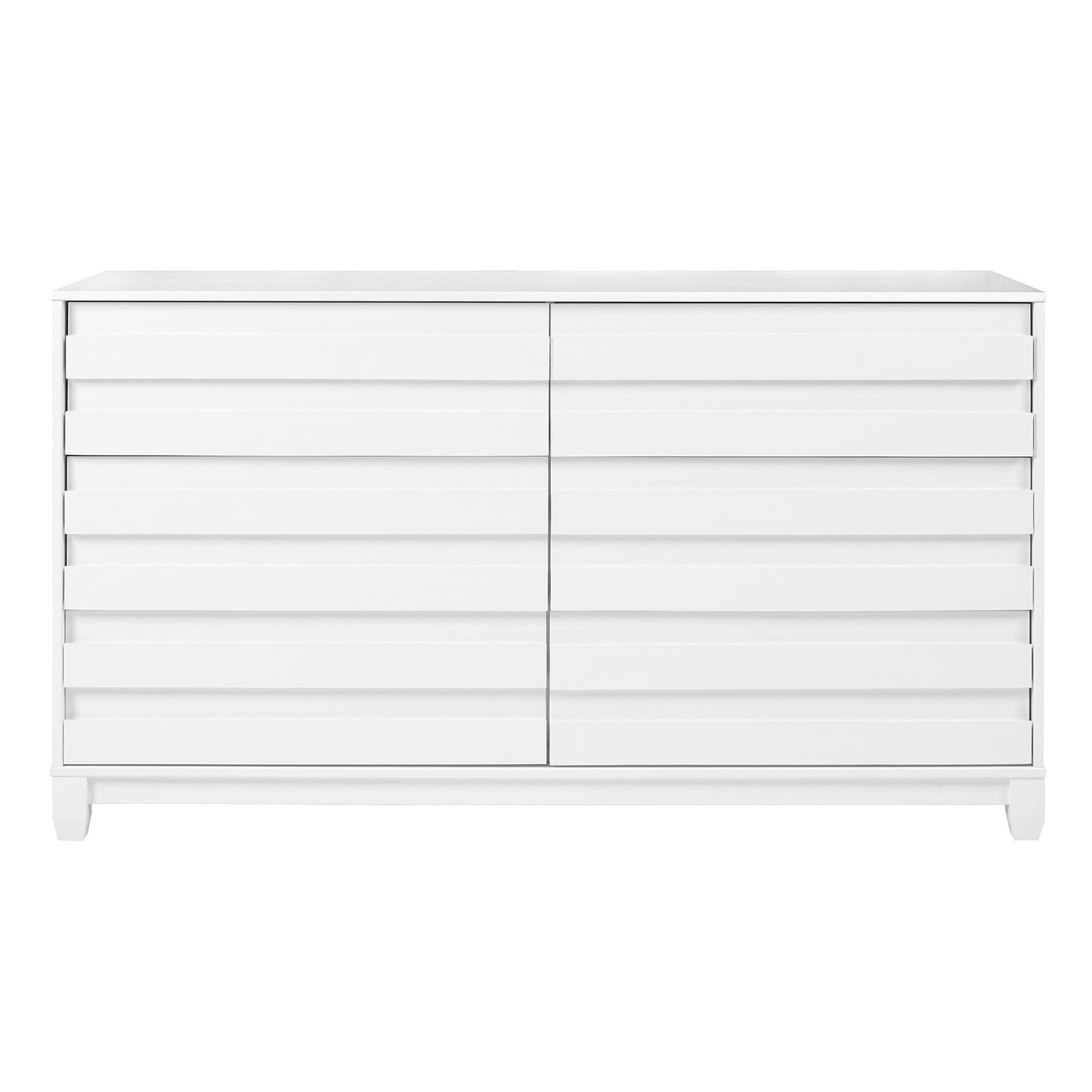 Modern 6-Drawer Solid Wood Dresser with Channel Pulls - White